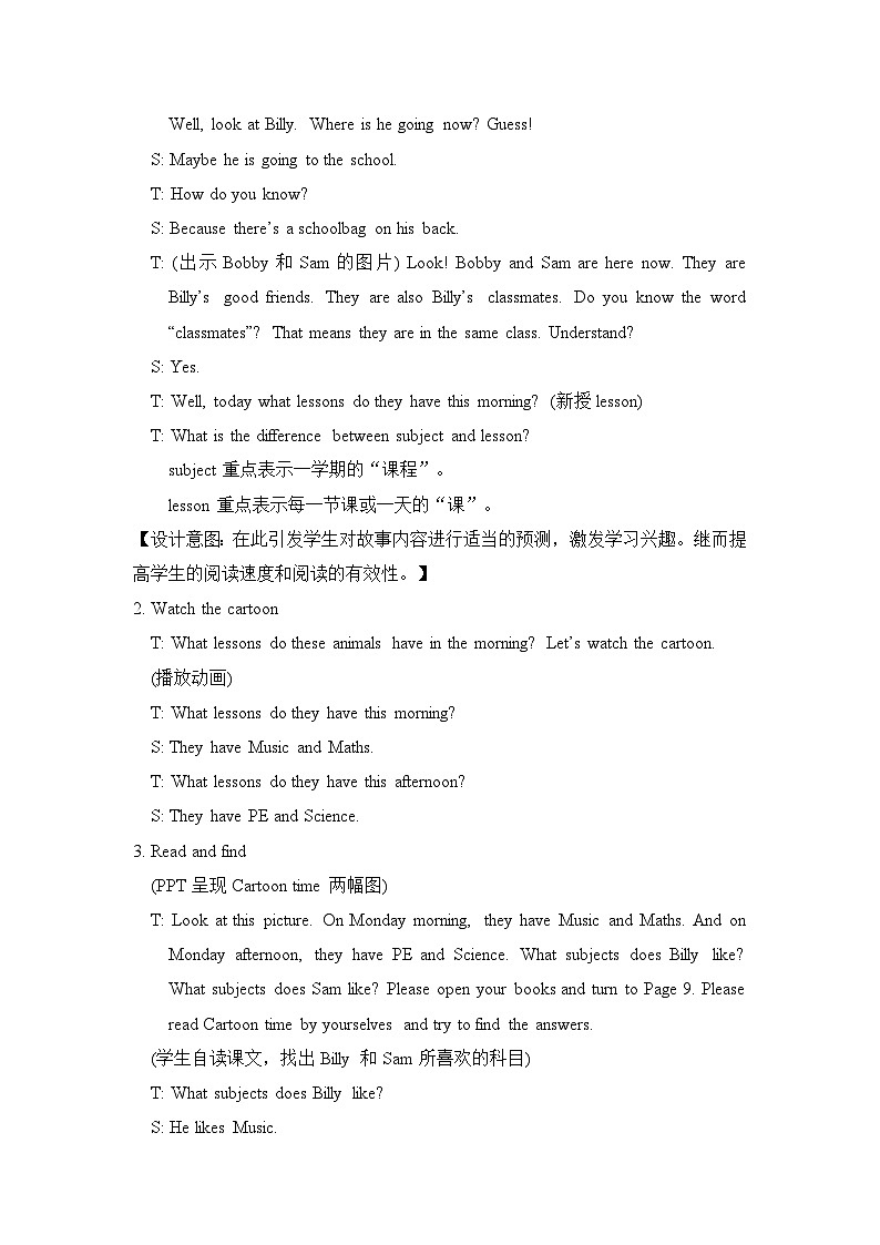 Unit 1  Our school subjects cartoon time 教案03