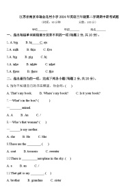 江苏省南京市瑞金北村小学2024年英语三年级第二学期期中联考试题含答案