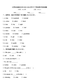 江苏省盐城东台市2023-2024学年三下英语期中考试试题含答案