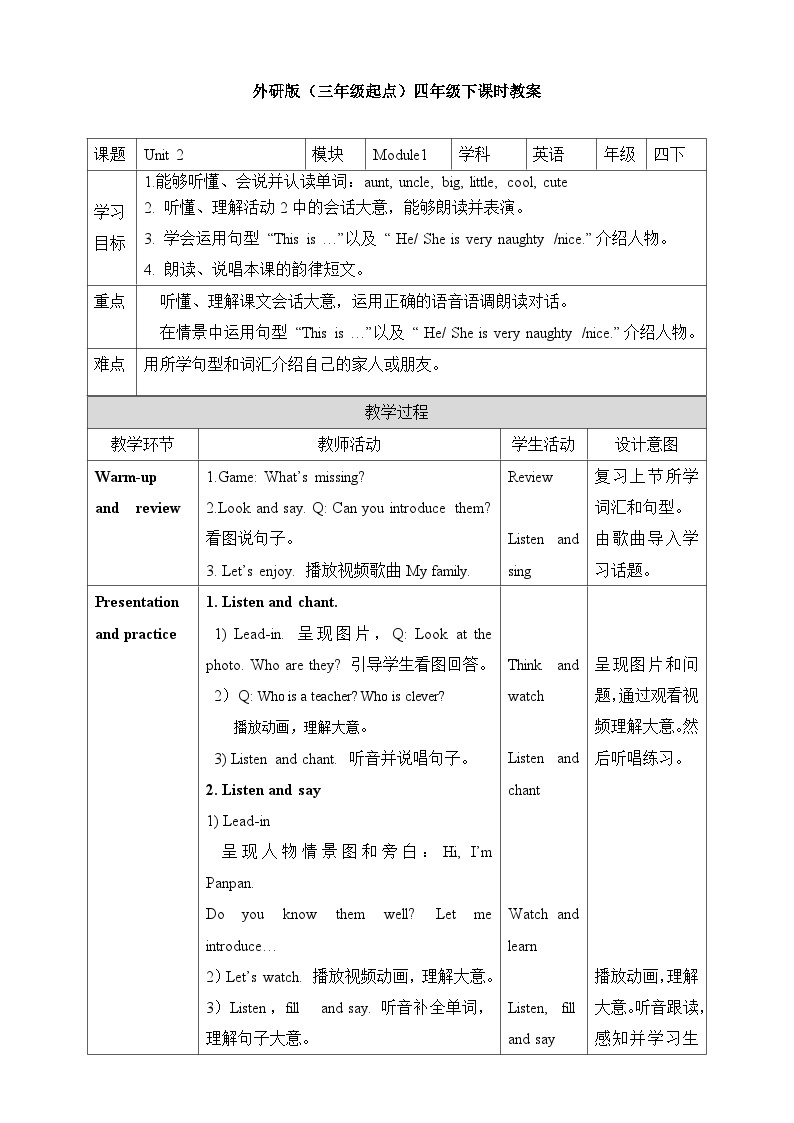 Module 1 Unit2  He's cool教案01