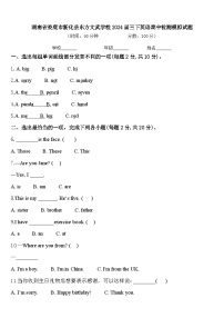 湖南省娄底市新化县东方文武学校2024届三下英语期中检测模拟试题含答案