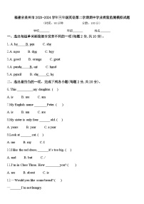 福建省泉州市2023-2024学年三年级英语第二学期期中学业质量监测模拟试题含答案