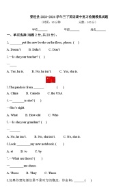 荥经县2023-2024学年三下英语期中复习检测模拟试题含答案