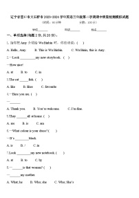 辽宁省营口市大石桥市2023-2024学年英语三年级第二学期期中质量检测模拟试题含答案