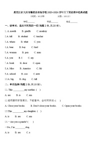 黑龙江省大庆市肇源县农场学校2023-2024学年三下英语期中经典试题含答案