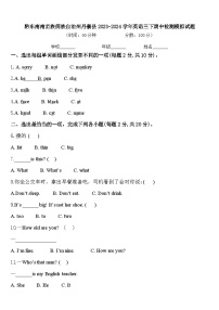 黔东南南苗族侗族自治州丹寨县2023-2024学年英语三下期中检测模拟试题含答案