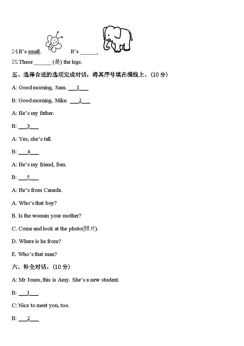 高陵县2023-2024学年三下英语期中学业水平测试模拟试题含答案03