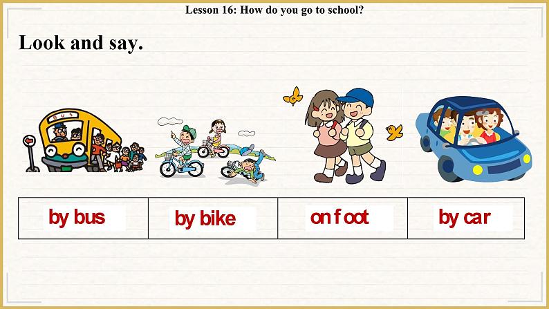 冀教版英语4年级下册 Unit 3 Lesson 16How do you go to school PPT课件08