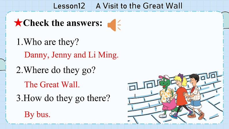 冀教版英语5年级下册 Unit 2 Lesson12    A Visit to the Great Wall PPT课件07