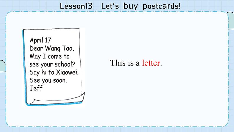 冀教版英语5年级下册 Unit 3 Lesson13   Let’s  buy  postcards! PPT课件06