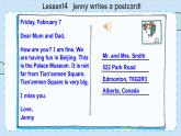 冀教版英语5年级下册 Unit 3 Lesson14   Jenny writes a postcard! PPT课件