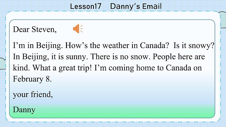 冀教版英语5年级下册 Unit 3 Lesson17  Danny’s Email PPT课件07