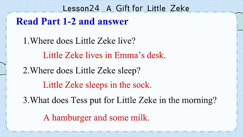 冀教版英语5年级下册 Unit 4 Lesson24  A Gift for Little Zeke PPT课件05