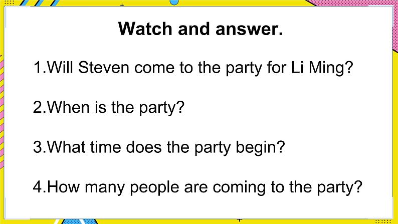 冀教版英语6年级下册 Unit 4 Lesson 21 A Party for Li Ming PPT课件07