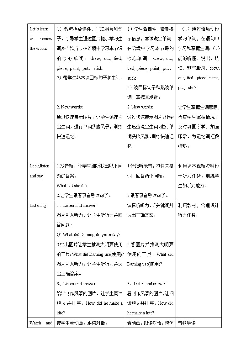 Module 8 Unit 2 I made a kite.教案02