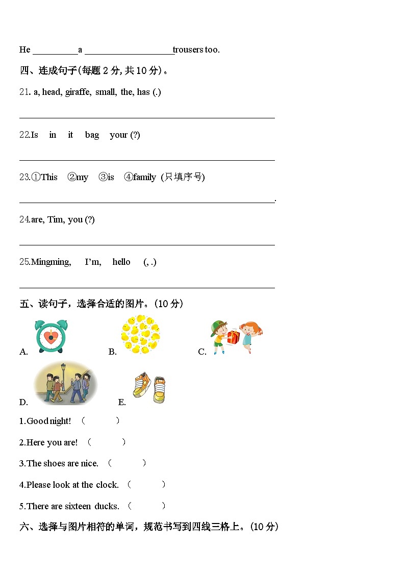 期中（试题）-2023-2024学年人教PEP版英语三年级下册+第3页