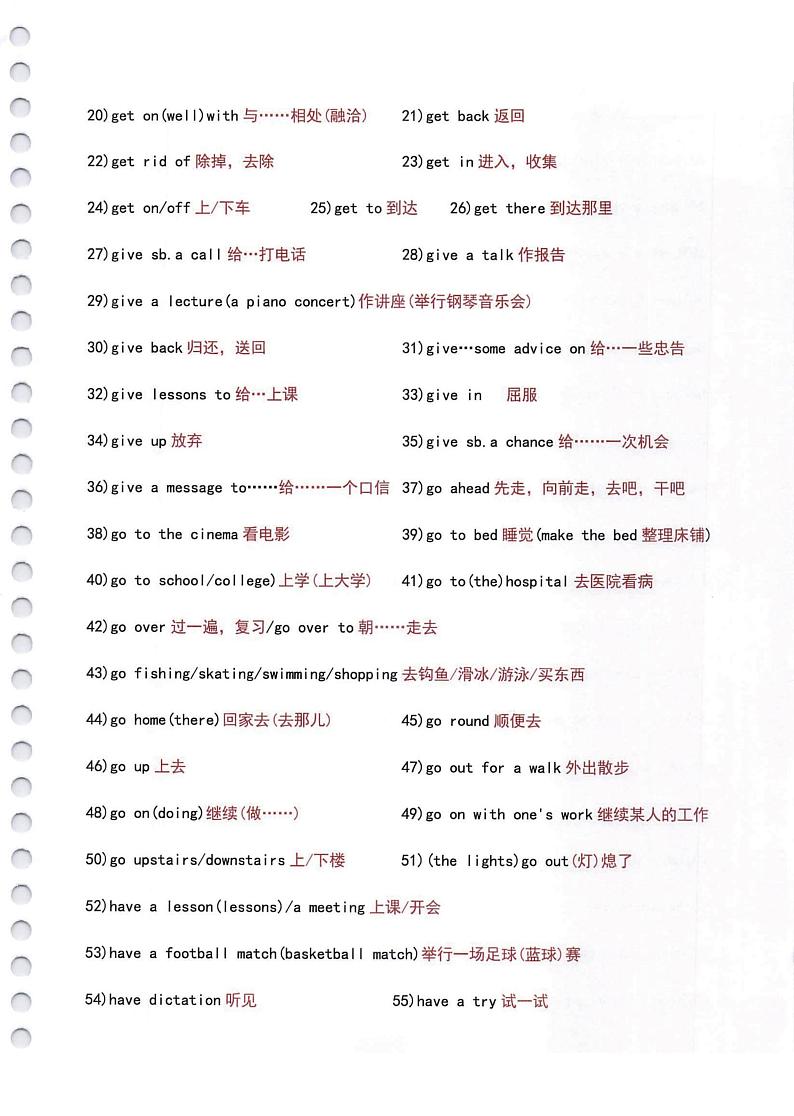 小学1-6年级 英语常用知识点 必考词组大全03