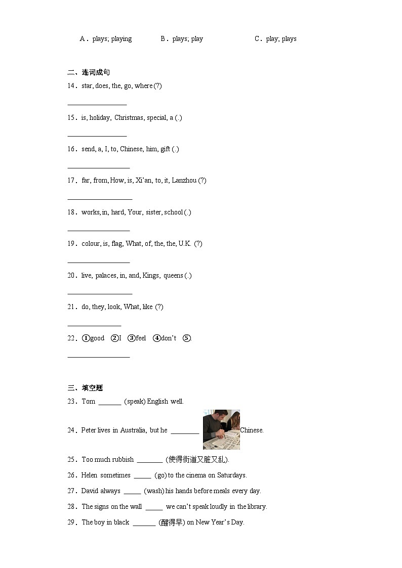 小升初语法集训-一般现在时（试题）-2023-2024学年通用版英语六年级下册第2页