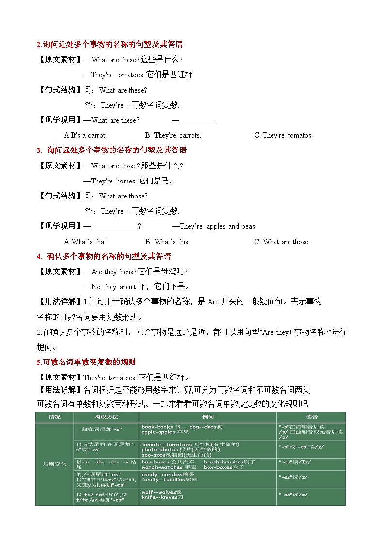 四年级英语下册（人教PEP版）Unit 4 At the farm (知识清单)03