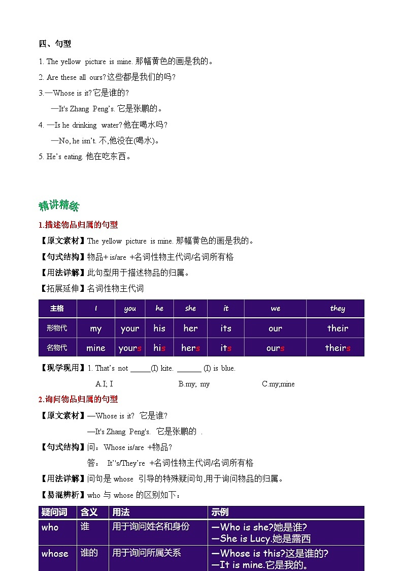 五年级英语下册（人教PEP版）Unit 5 Whose dog is it(知识清单)02