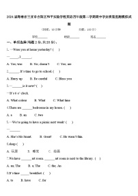 2024届海南省三亚市吉阳区和平实验学校英语四年级第二学期期中学业质量监测模拟试题含答案