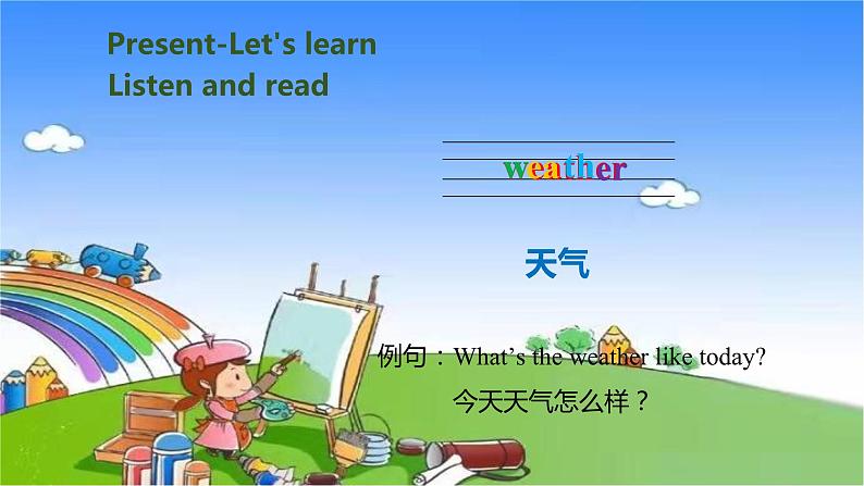 人教版（PEP）英语四年级下册 Unit 3 Weather-partA-Let's learn & Let's chant课件07