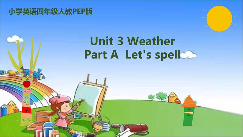 人教版（PEP）英语四年级下册 Unit 3 Weather-partA-Let's spell课件01