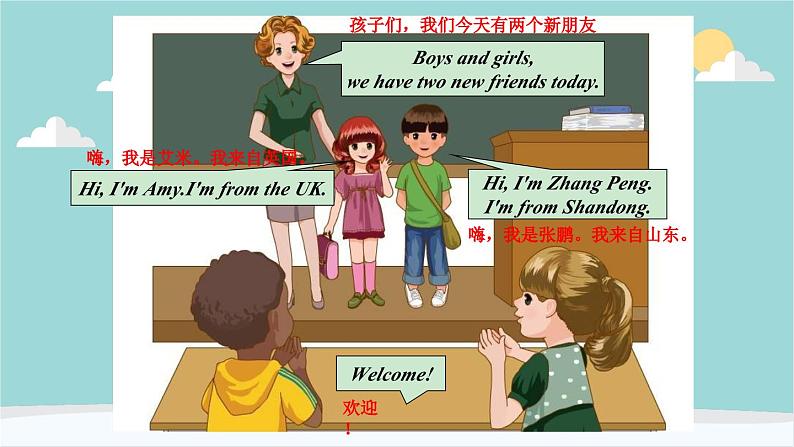 人教版（PEP）英语三年级下册 Unit 1 Welcome back to school-第一课时 Part A（Let’s talk） 课件07