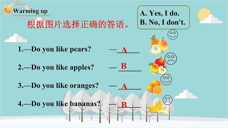 人教版（PEP）英语三年级下册 Unit 5 Do you like pears-第五课时 Part B（Let's learn） 课件第3页