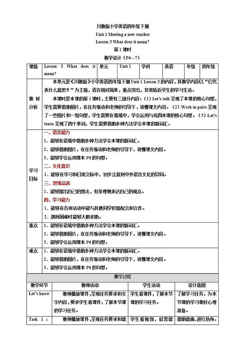 【新课标】Unit 1 Lesson 3 What does it mean 第1课时 课件+教案+练习+素材01