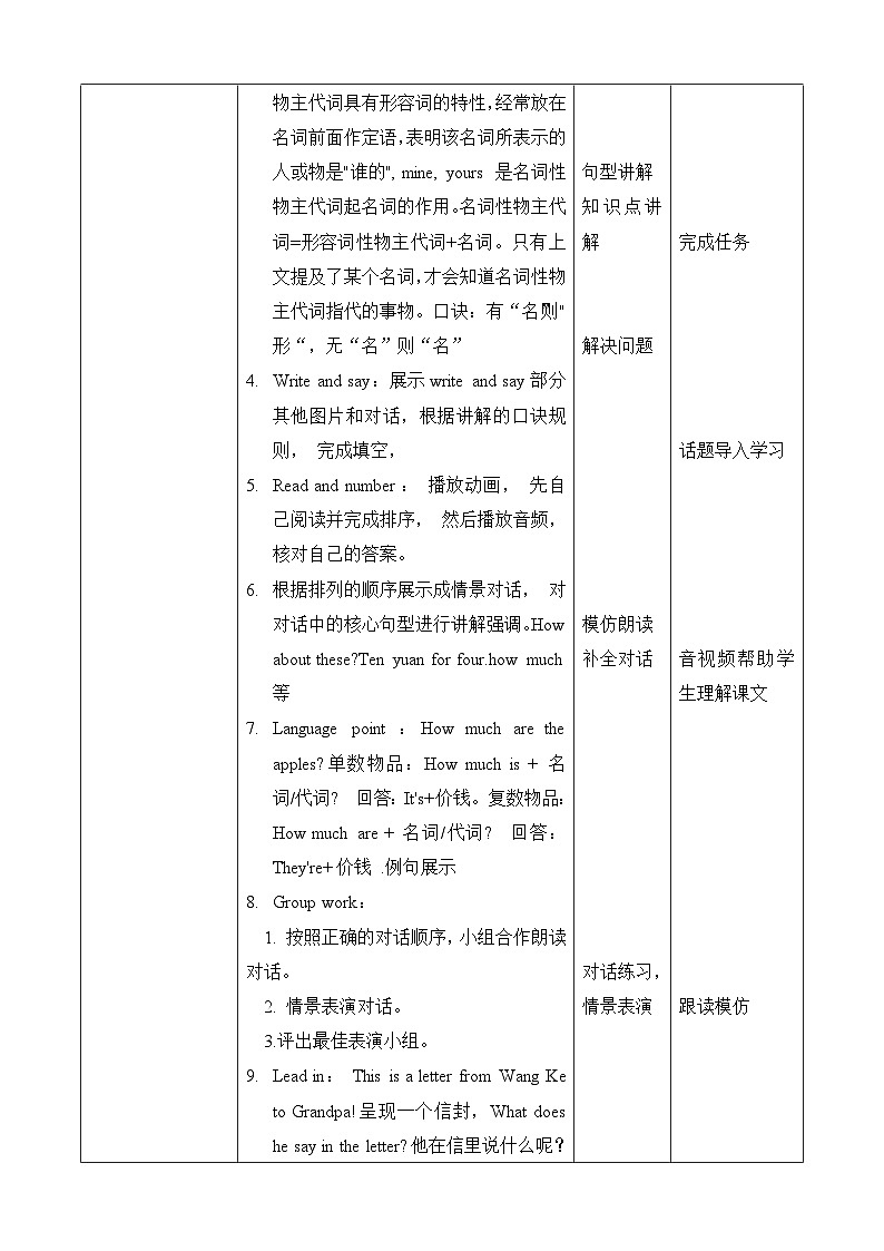 人教四年级英语下册 Recycle 2 Read, write and say  教案 (2)02