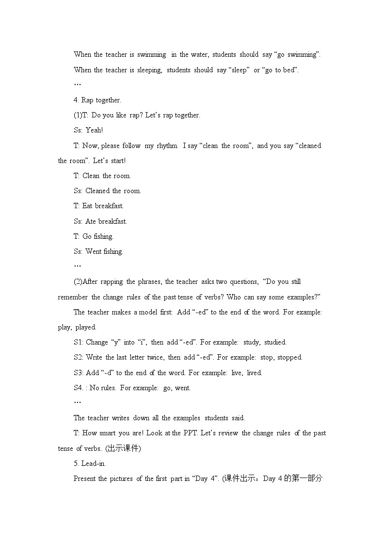 人教版(PEP)英语六年级下册Recycle Day 4 Mike's day on the farm 教案02