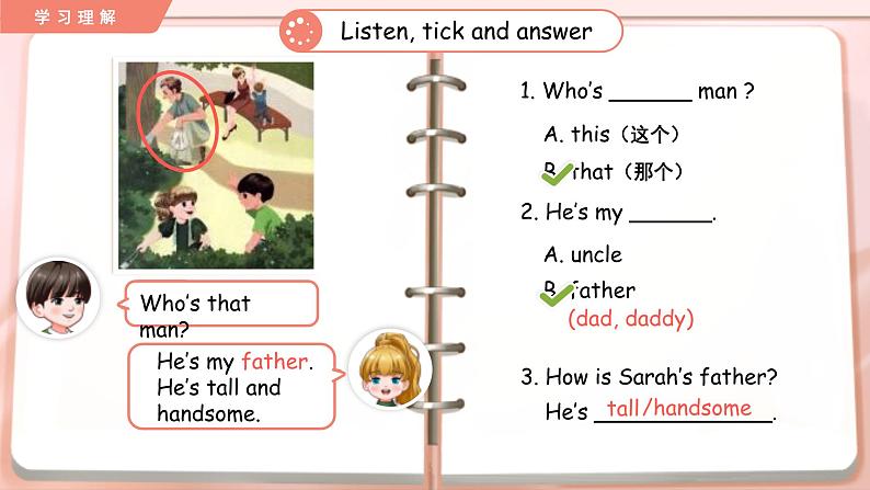 Unit 2 My family Part A Let’s learn 课件（三下）第8页