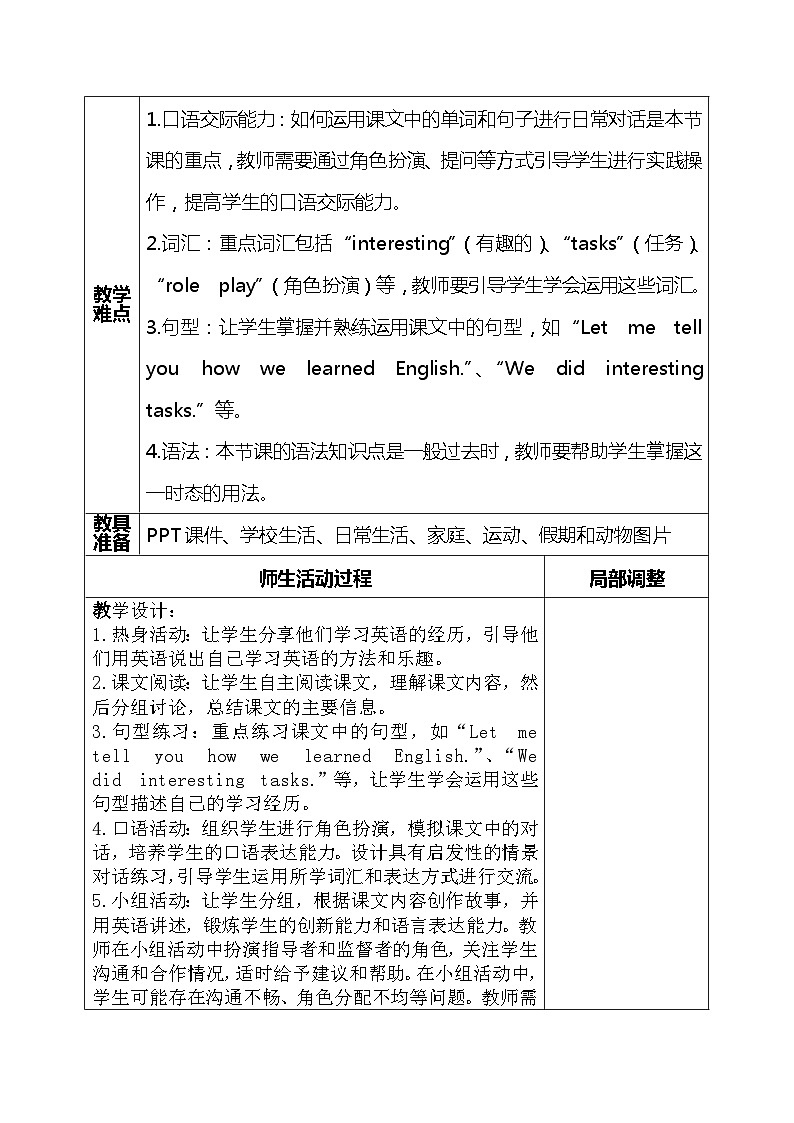 人教精通版六年级英语下册 Lesson 5教案02