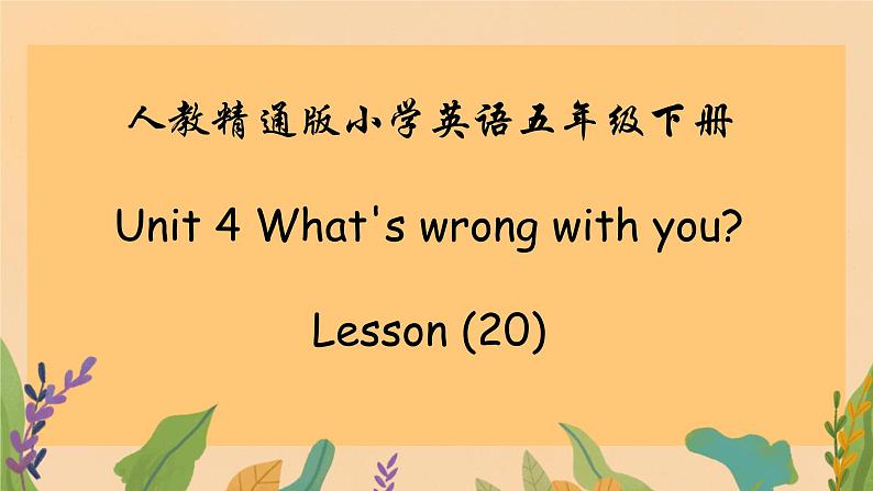 人教精通版五年级英语下册 Lesson 20教学课件01