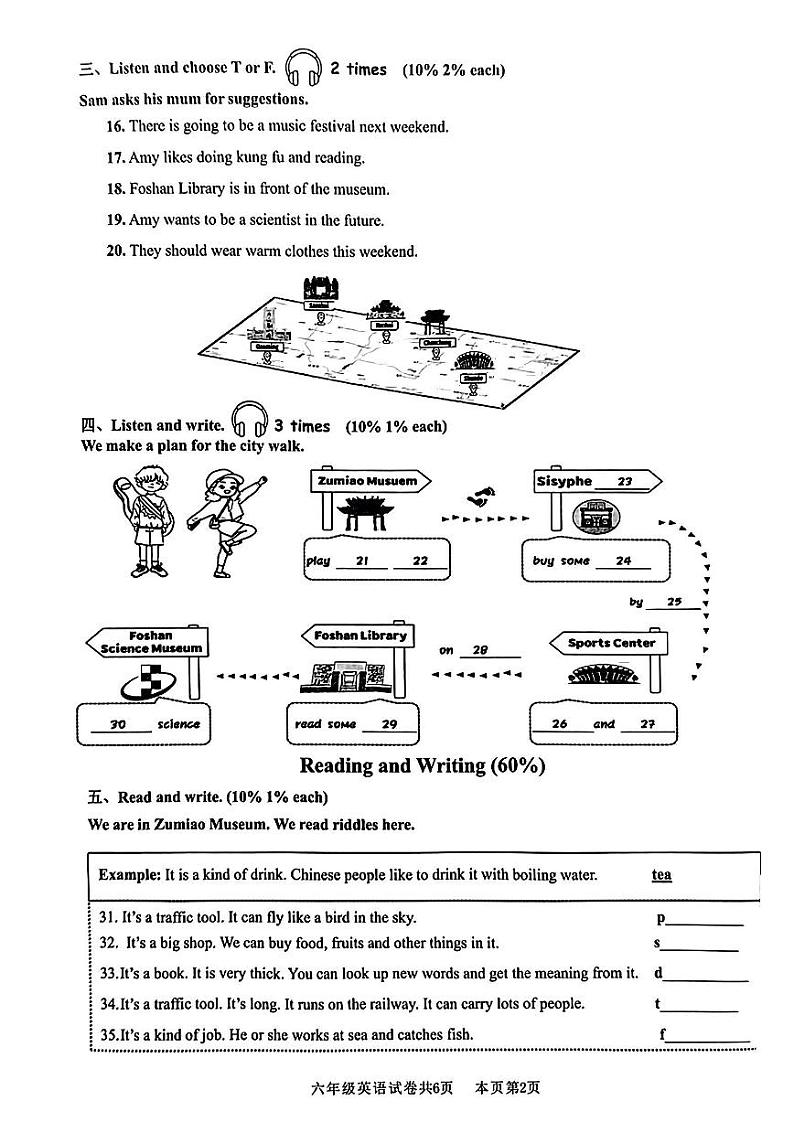 广东省佛山市南海区等2地2023-2024学年六年级上学期1月期末英语试题02
