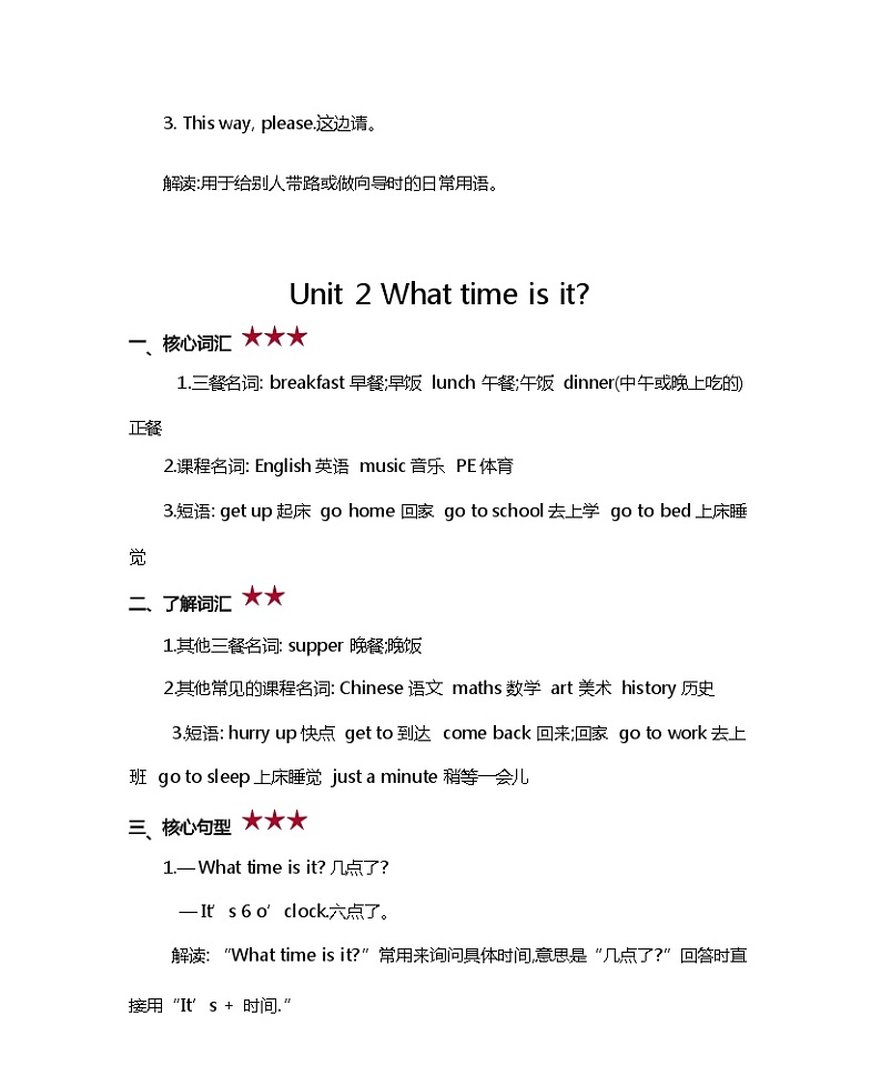 PEP人教版小学英语四下期末复习知识清单03