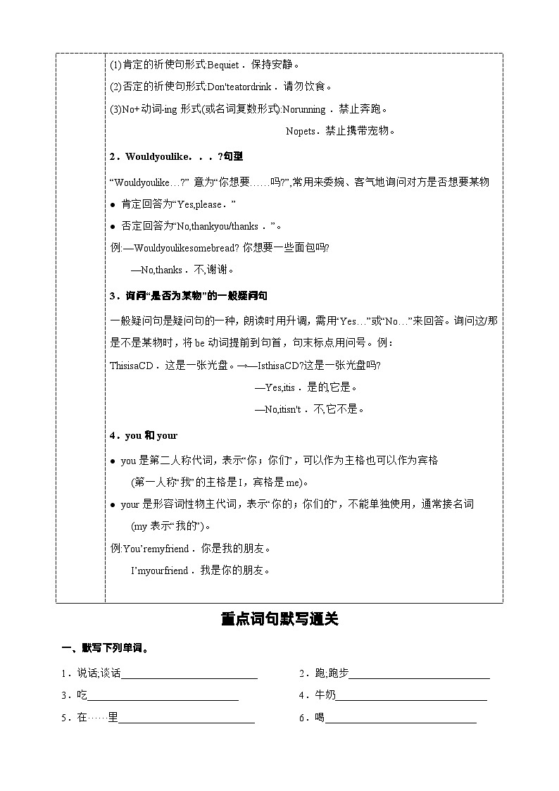 2023-2024学年译林版三年级英语下册Unit2单元重点必背知识清单02