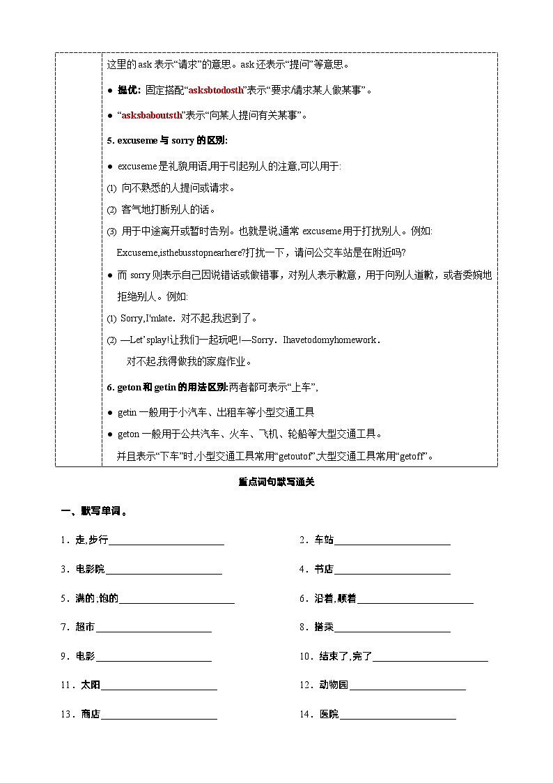 2023-2024学年译林版五年级英语下册Unit3单元重点必背知识清单03