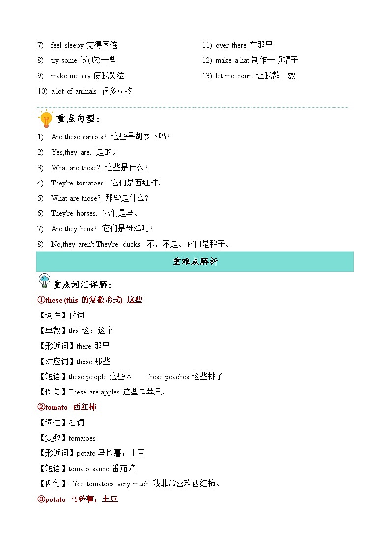 Unit4重难必备（知识清单）-英语四年级下册单元速记·巧练系列（人教PEP版）第2页