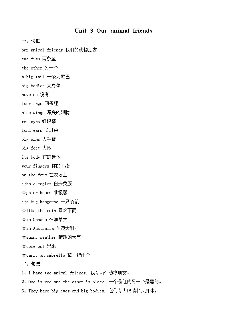 译林版英语五年级上册第三单元Unit3知识点第1页