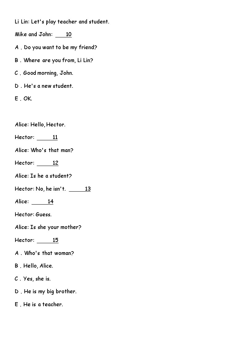 人教版(PEP) 小学英语三年级下册期中复习专项训练——补全对话（含答案）第2页