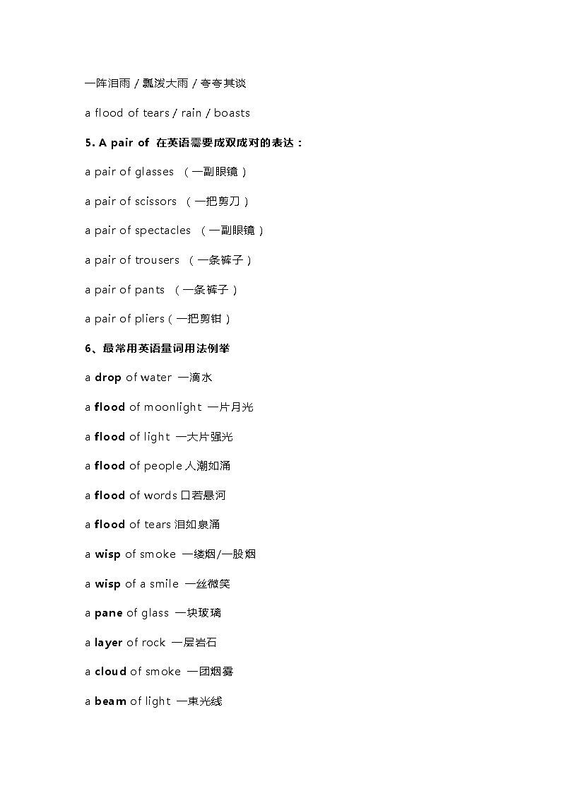 小学英语重点知识点“量词”全面讲解第2页
