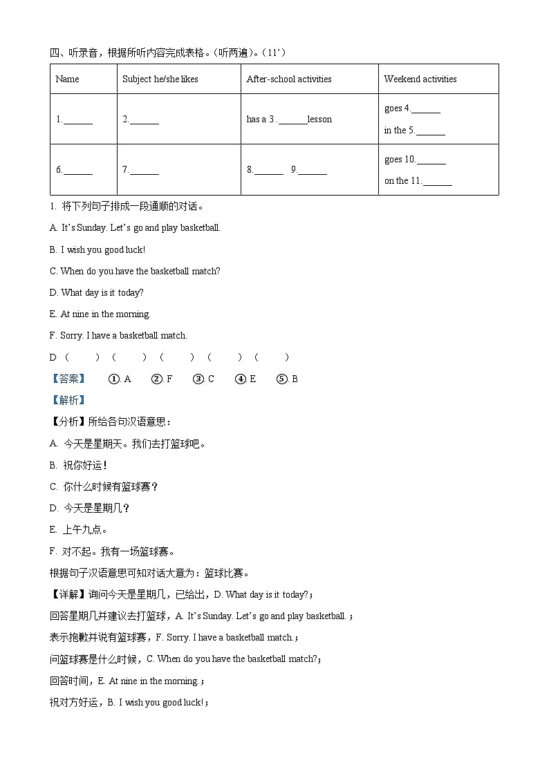 2023-2024学年江苏省泰州市海陵区译林版（三起）四年级下册期中独立作业英语试卷（原卷版+解析版）02