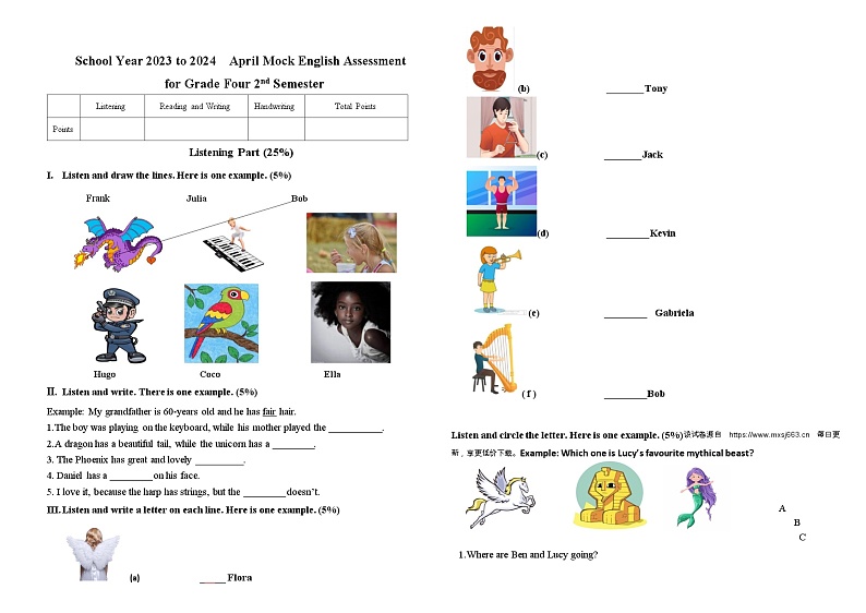 湖南省长沙市长沙县康礼未来教育培训学校有限公司四年级下学期4月模拟预测英语试题01