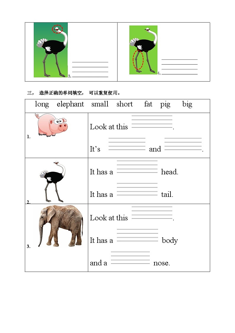 【新课标】人教版英语三下 Unit 3 At the zoo PB Let's learn 练习02