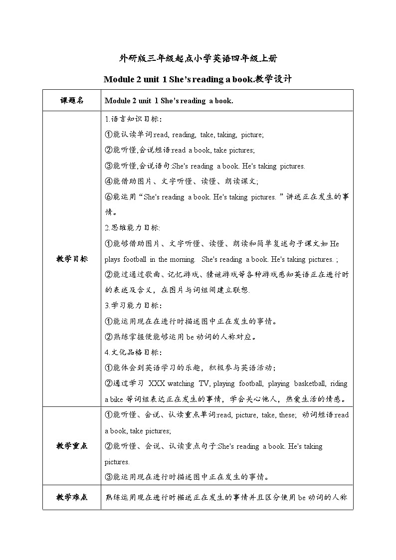 外研版（三起）小学英语四上Module 2 unit 1课件+教案+素材01