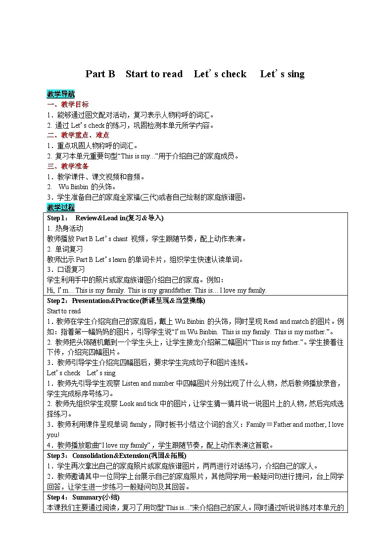 Unit 2 My family(第6课时)课件+教案+素材01