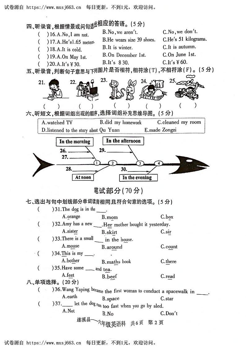 广东省湛江市遂溪县2022-2023学年六年级下学期期末英语试题第2页