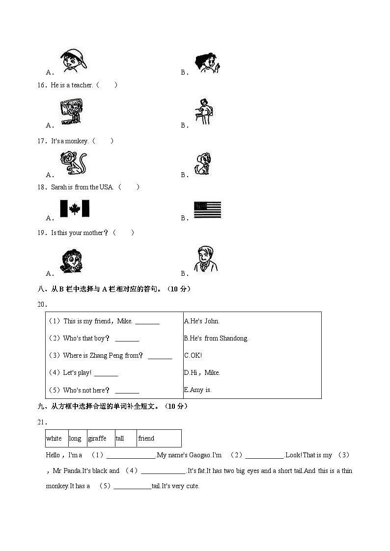 2023-2024学年河南省郑州市三年级（下）期中英语试卷第3页